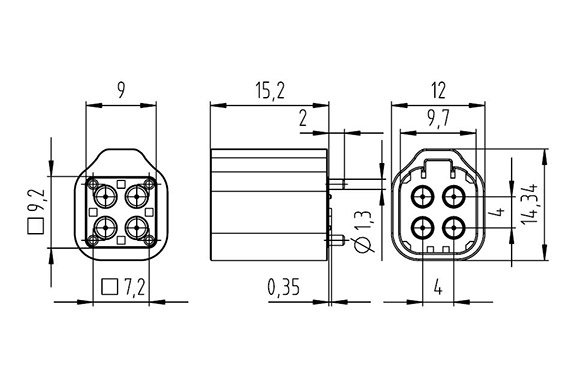 Katalogzeichnung Mini Coax Automotive High Speed Data Steckverbinder